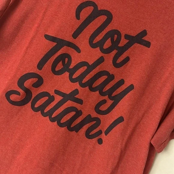 Red “Not Today Satan” unisex t shirt. Short sleeve. Blended material. - Picture 2 of 5